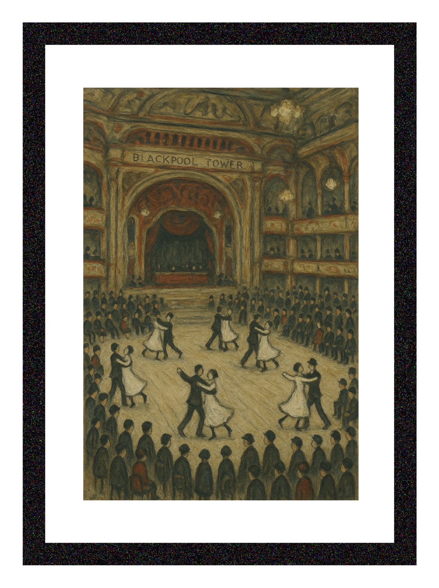 Blackpool Tower Ballroom - A4 Size Giclée Art Print. Lowry Style Art Print. Available Framed and Unframed.