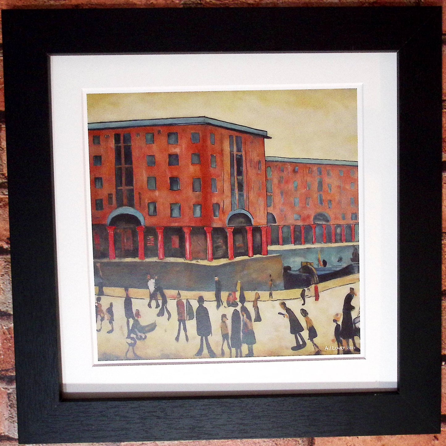 Albert Dock, Liverpool - Giclée Art Print 21cm Square. Fabulous Image in the Style Of LS Lowry