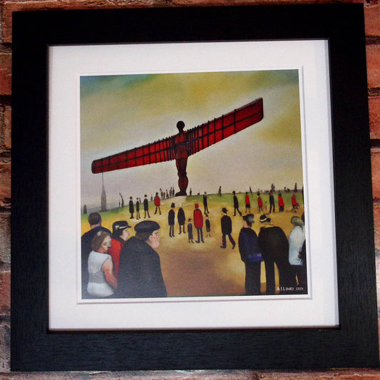 The Angel Of The North - Giclée Art Print 21cm Square. Traditional Image in the Style Of LS Lowry