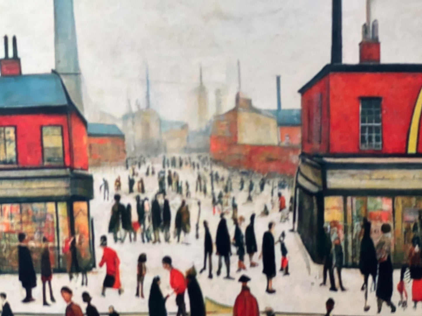 McDonalds - Impression d'art giclée 21 cm carré. Image nostalgique humoristique moderne dans le style de LS Lowry