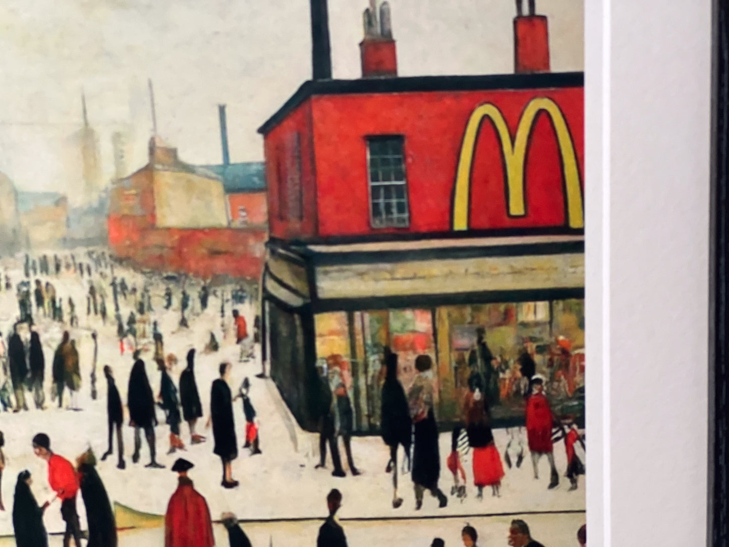 McDonalds - Impression d'art giclée 21 cm carré. Image nostalgique humoristique moderne dans le style de LS Lowry