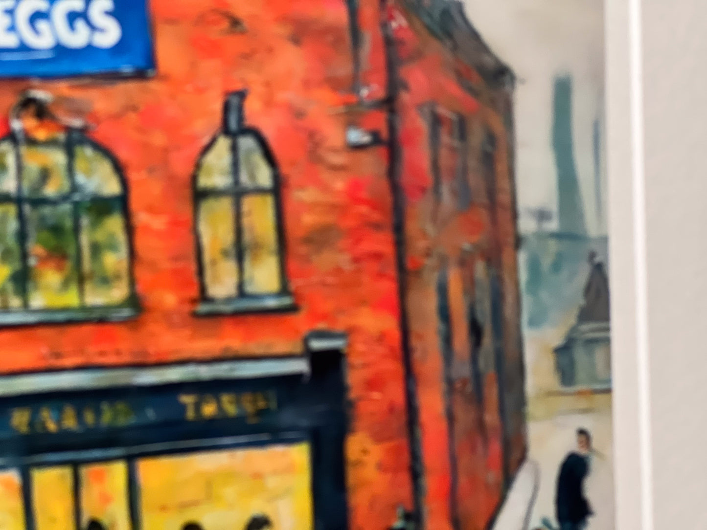 Greggs - Giclée Art Print 12" Square Framed. Modern Nostalgia Image in the Style Of LS Lowry
