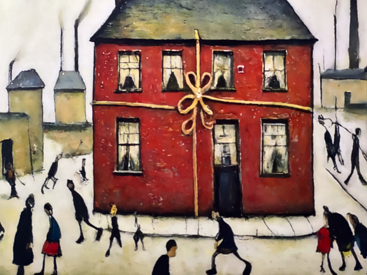 New Home - Impression d'art giclée 21 cm carré. Belle image dans le style de LS Lowry