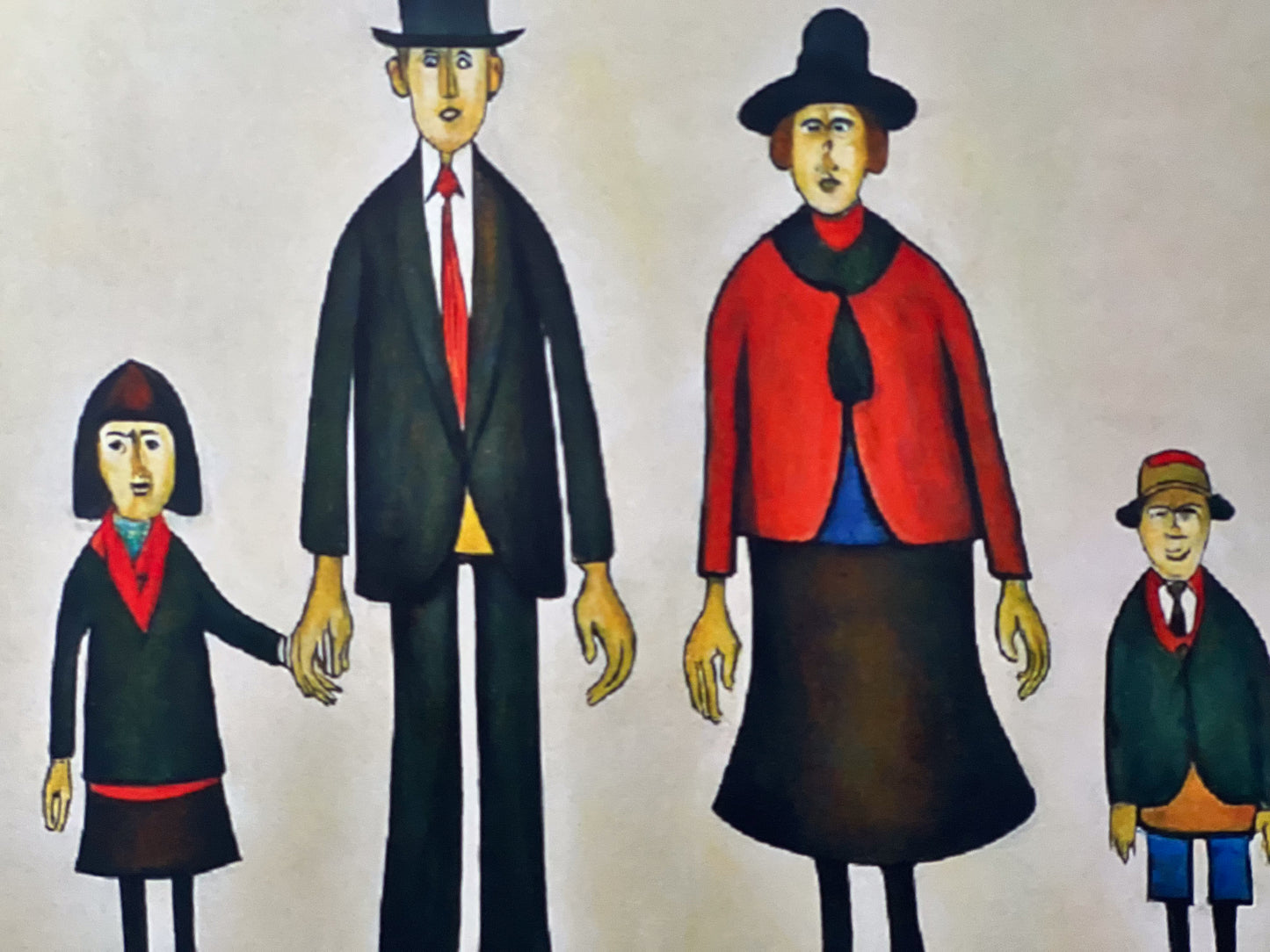 Family Portrait - Giclée Art Print 21cm Square. Appealing Image in the Style Of LS Lowry