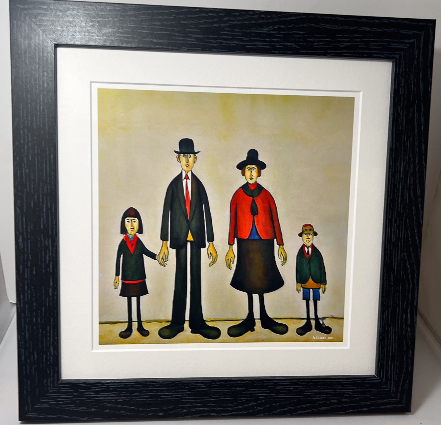 Family Portrait - Giclée Art Print 21cm Square. Appealing Image in the Style Of LS Lowry