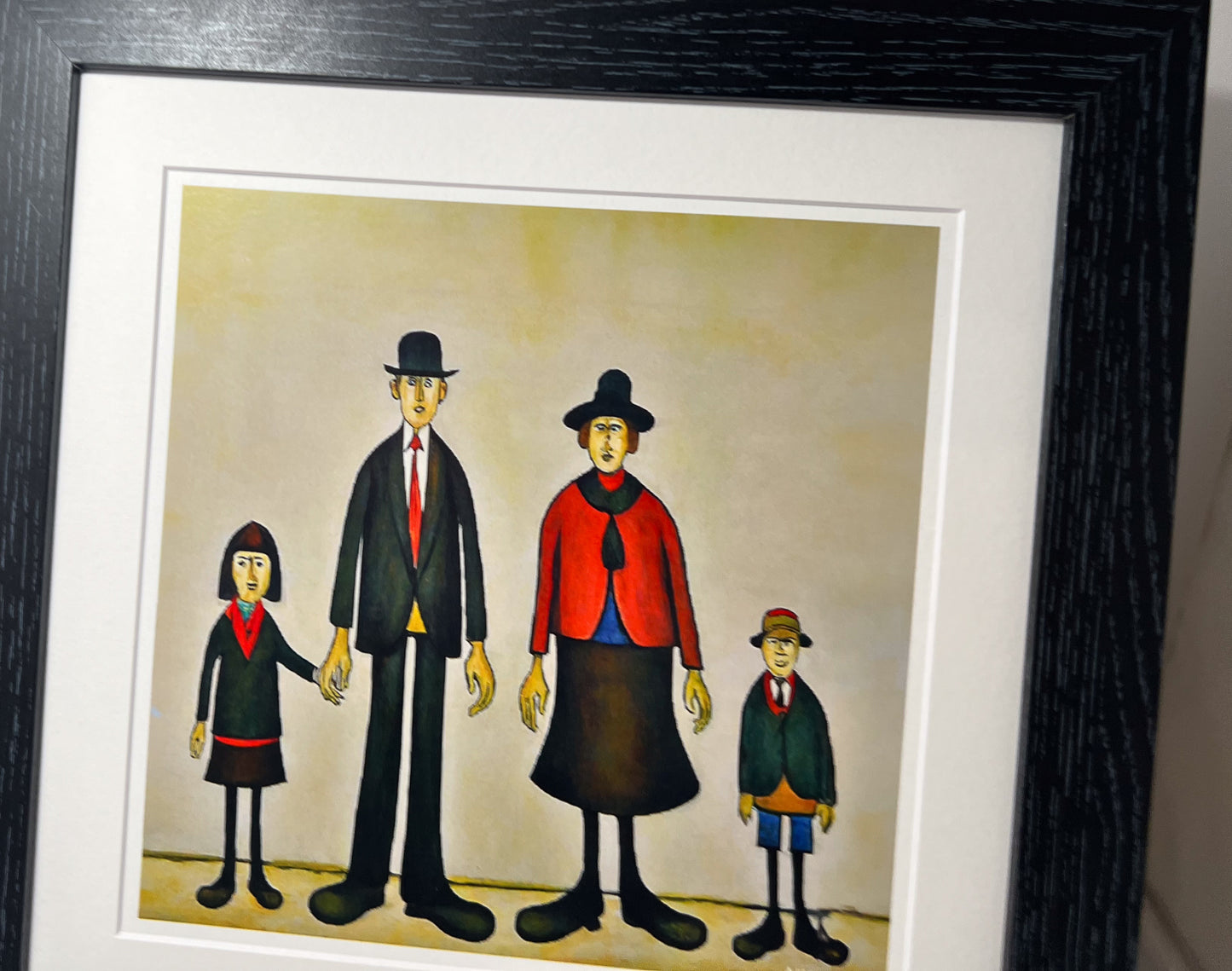 Family Portrait - Giclée Art Print 21cm Square. Appealing Image in the Style Of LS Lowry