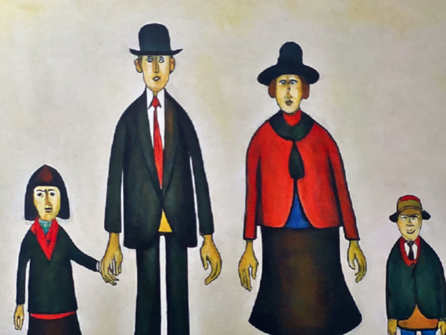 Family Portrait - Giclée Art Print 21cm Square. Appealing Image in the Style Of LS Lowry