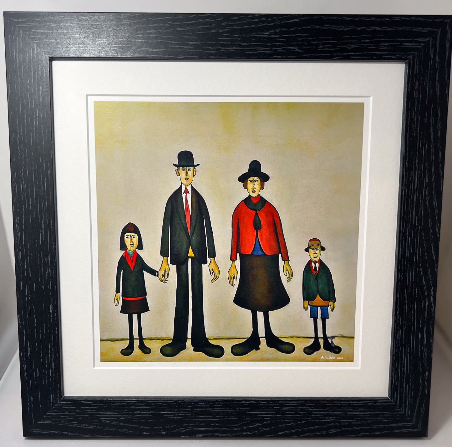 Family Portrait - Giclée Art Print 21cm Square. Appealing Image in the Style Of LS Lowry