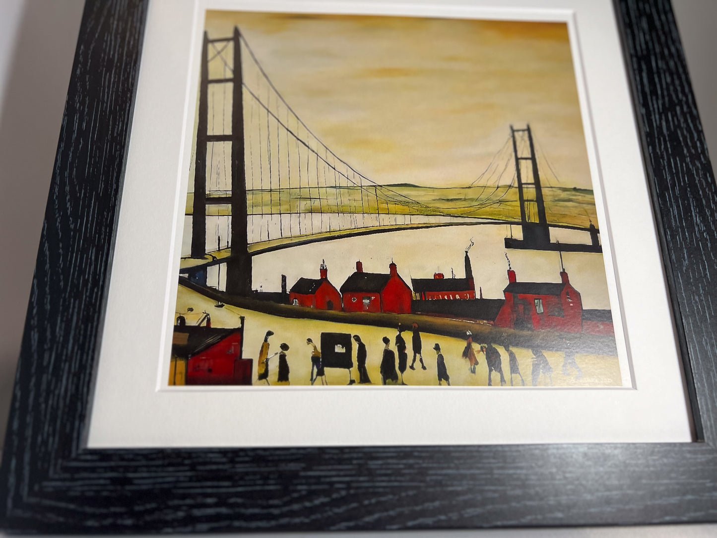 Humber Bridge - Giclée Art Print 21cm Square. Breathtaking Image in the Style Of LS Lowry