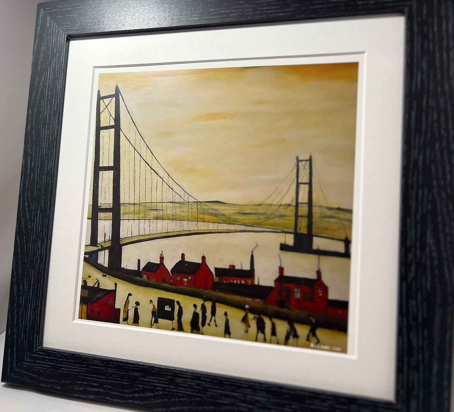 Humber Bridge - Giclée Art Print 21cm Square. Breathtaking Image in the Style Of LS Lowry