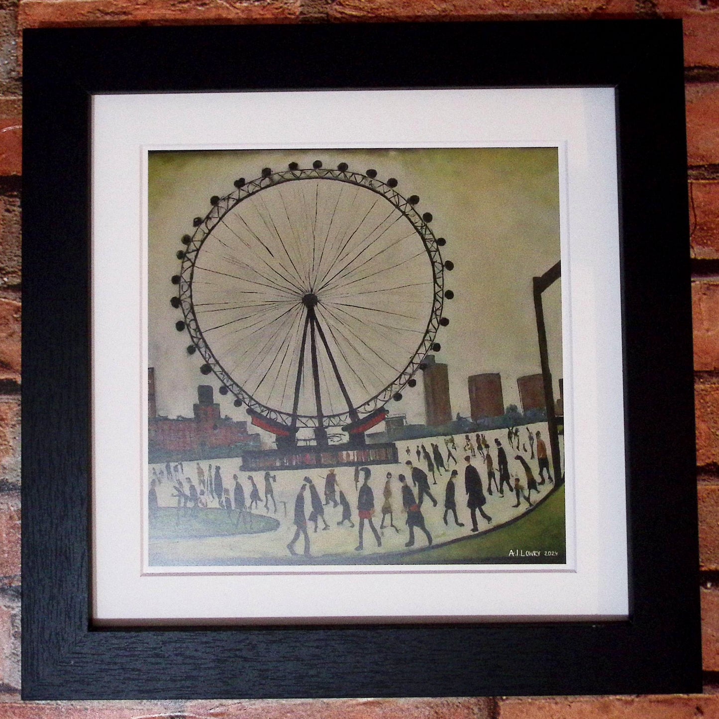 London Eye - Giclée Art Print 21cm Square. Splendid Image in the Style Of LS Lowry