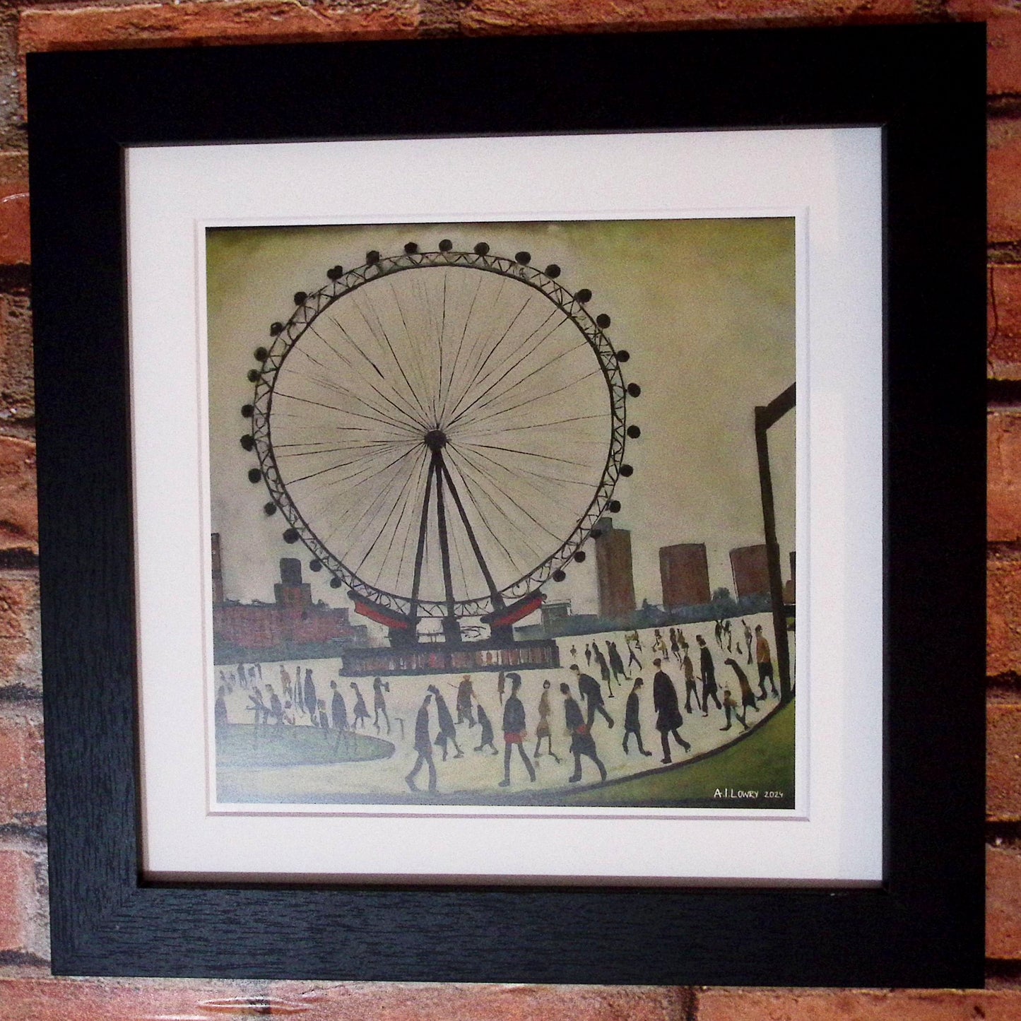 London Eye - Giclée Art Print 21cm Square. Splendid Image in the Style Of LS Lowry