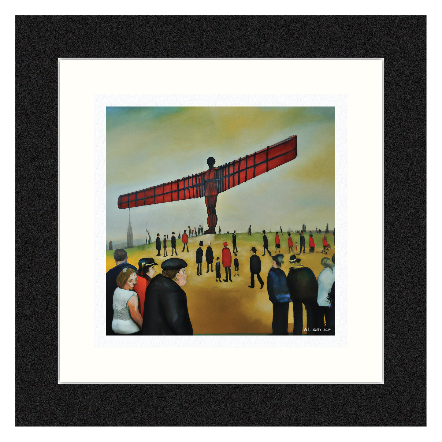 L'Ange du Nord - Impression d'art giclée 21 cm carré. Image traditionnelle dans le style de LS Lowry