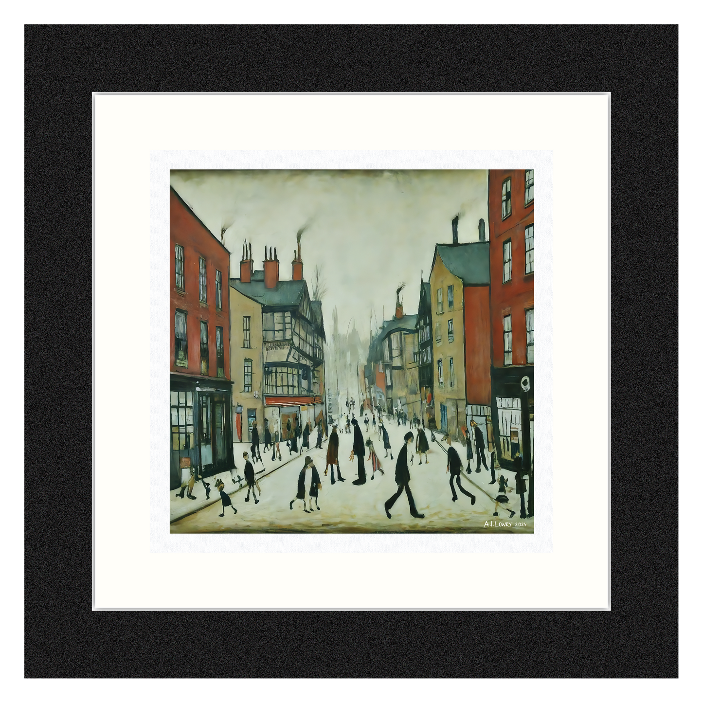 Chester - Giclée Art Print 21cm Square. Fascinating Image in the Style Of LS Lowry