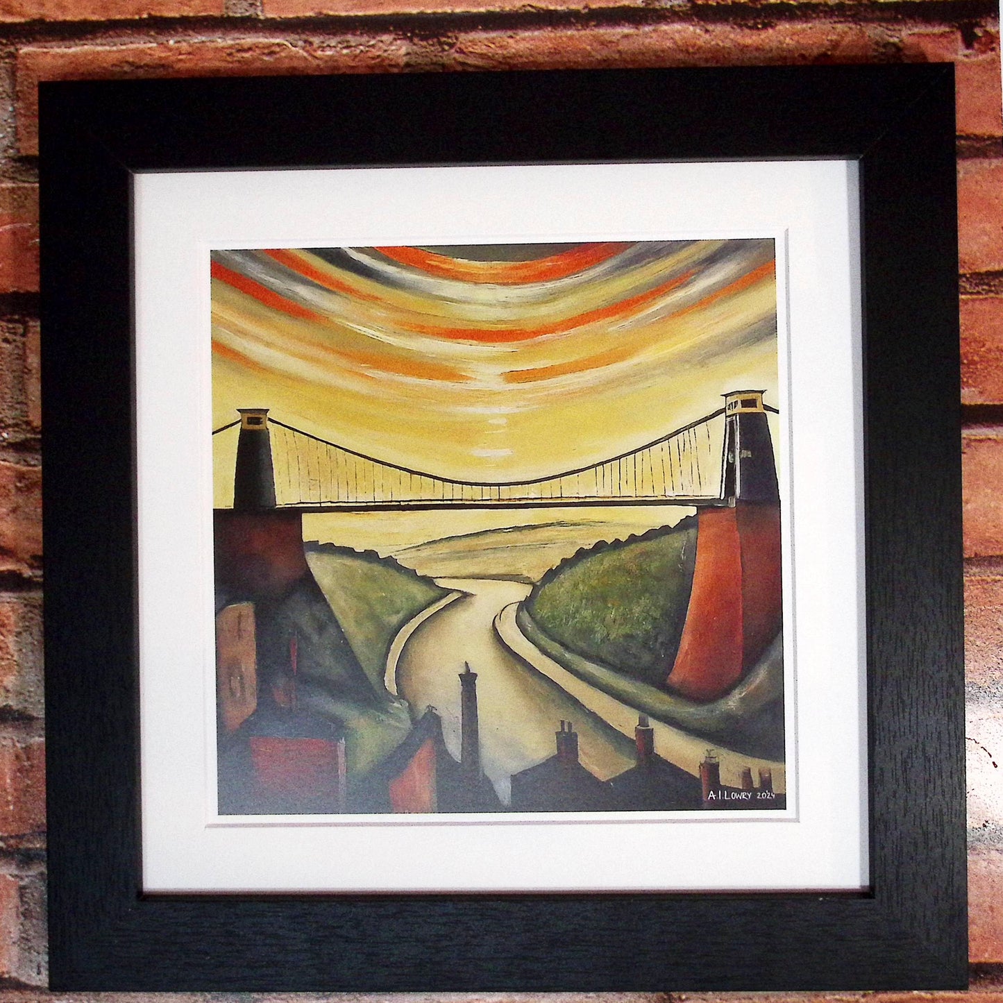 Clifton Suspension Bridge - Giclée Art Print 21cm Square. Superb Image in the Style Of LS Lowry