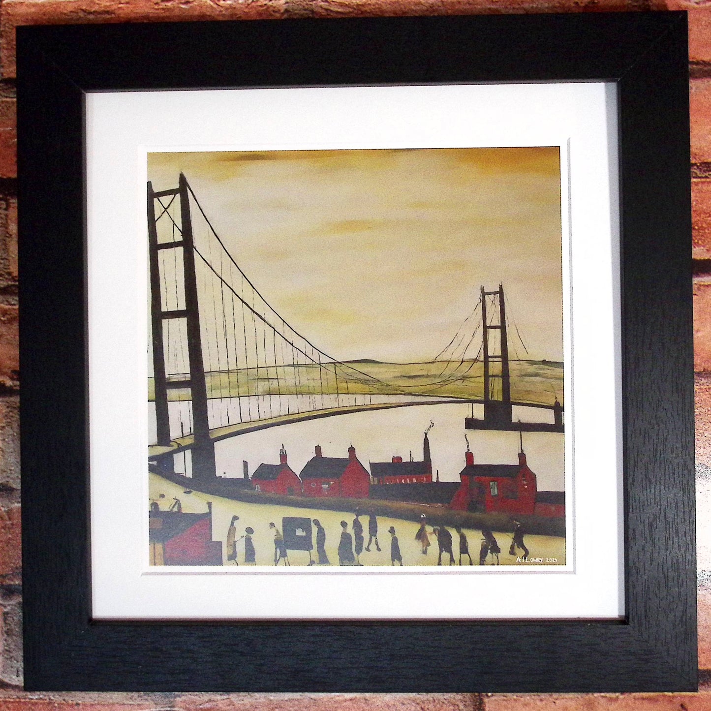 Humber Bridge - Giclée Art Print 21cm Square. Breathtaking Image in the Style Of LS Lowry