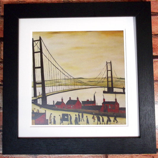 Humber Bridge - Giclée Art Print 21cm Square. Breathtaking Image in the Style Of LS Lowry