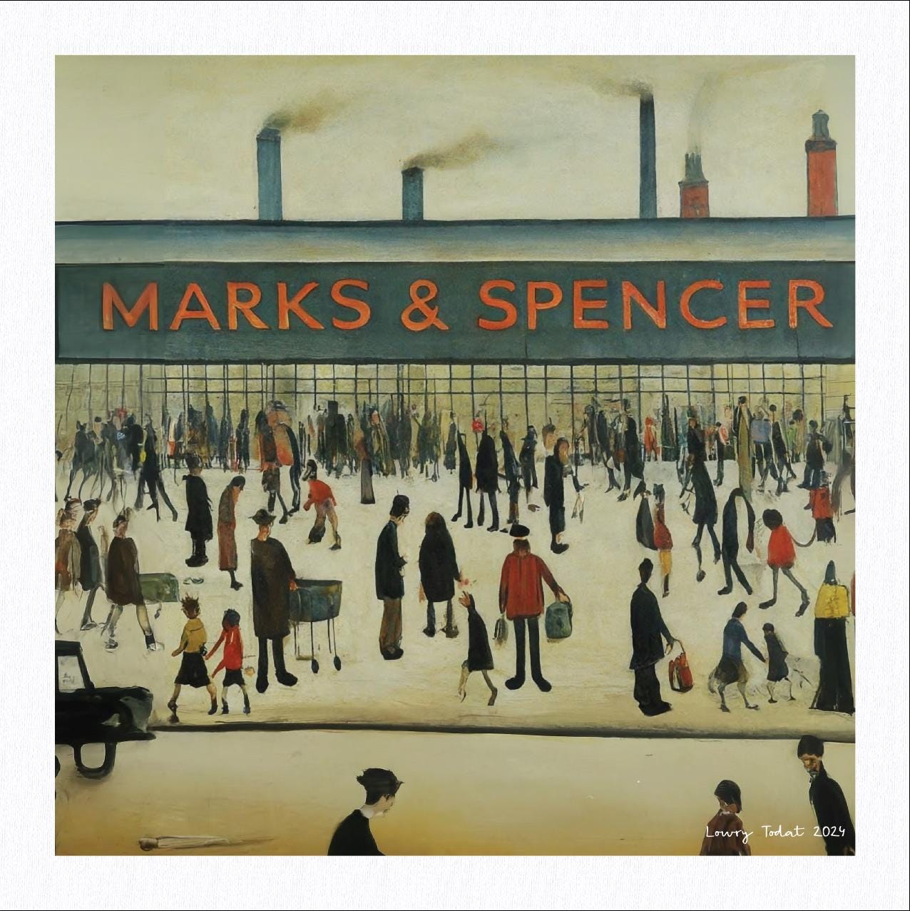 Marks & Spencer - Giclée Art Print 12" Square Frame. Not Just Any Print, This Print Is In The Style Of LS Lowry. Ideal Gift.