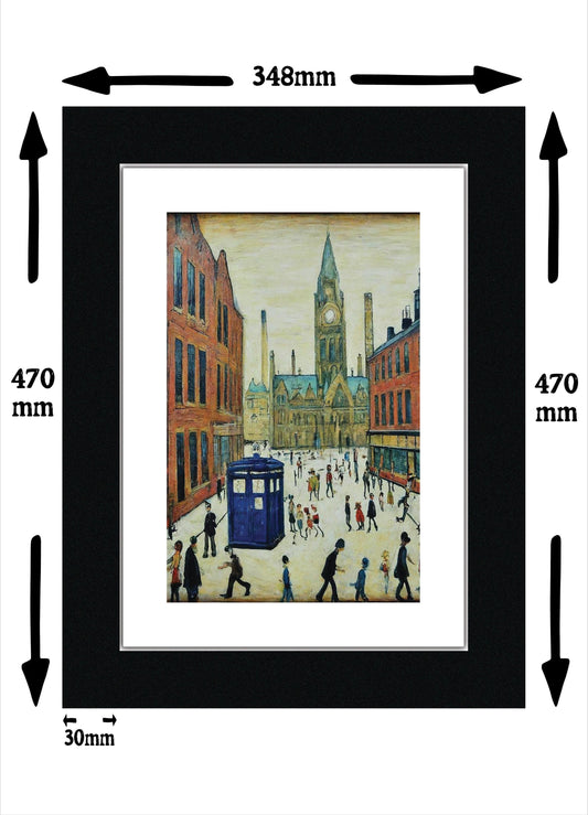 The Doctor Who Came To Town - Larger A3 Size Giclée Lowry Style Art Print. 47 x 35cm