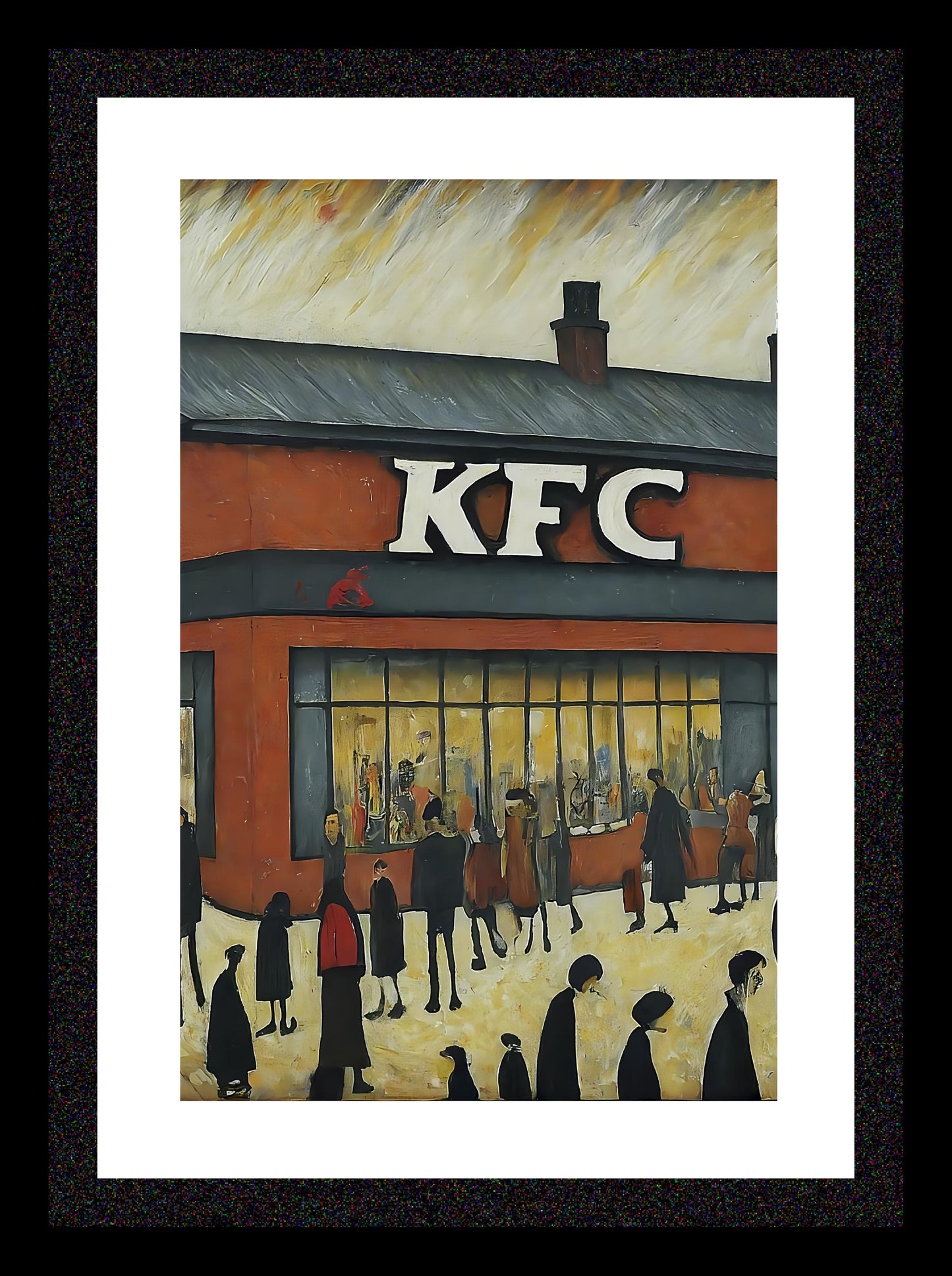 KFC - A4 Size Giclée Art Print. Lowry Style Art Print. Available Framed and Unframed.