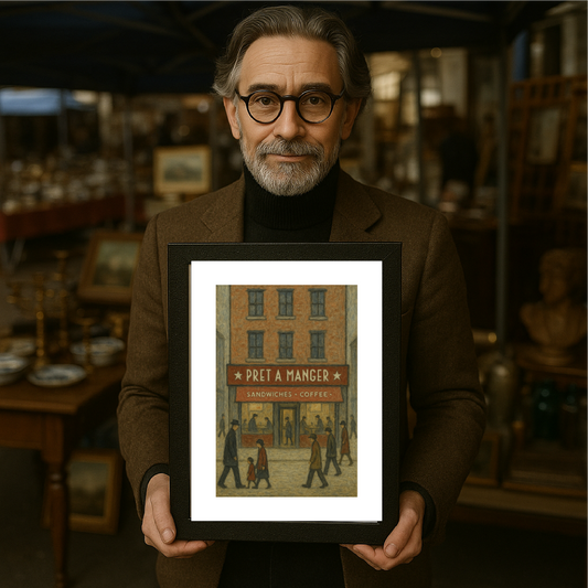 Pret A Manger - A4 Size Giclée Art Print. Lowry Style Art Print. Available Framed and Unframed.