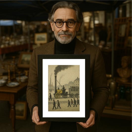 Stephenson's Rocket Steam Locomotive - A4 Size Giclée Art Print. Lowry Style Art Print. Available Framed and Unframed.