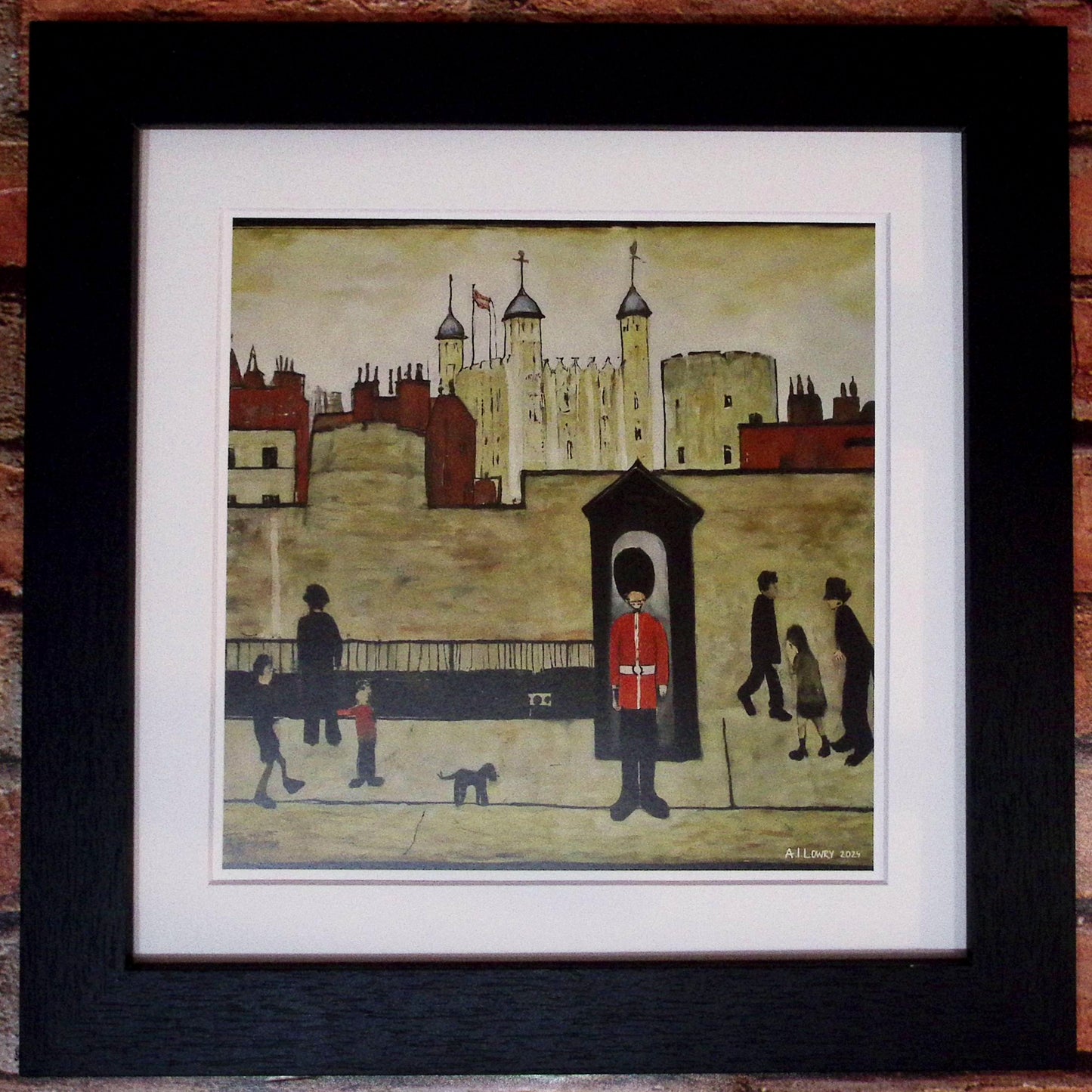 On Guard - Giclée Art Print 21cm Square. Fascinating Image in the Style Of LS Lowry
