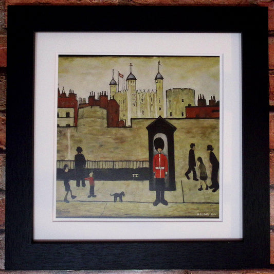 En garde - Impression d'art giclée 21 cm carré. Image fascinante dans le style de LS Lowry