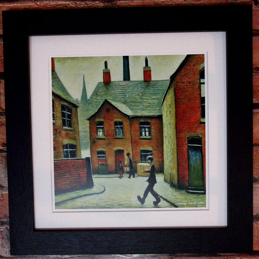 Parcel Man - Giclée Art Print 12" Square Balck Framed. Impressive Image in the Style Of LS Lowry. Ideal Gift.