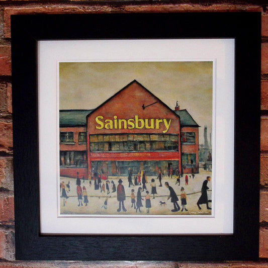 Sainsbury's - Giclée Art Print 12" Square Frame. Fabulous Image in the Style Of LS Lowry. Ideal Gift.