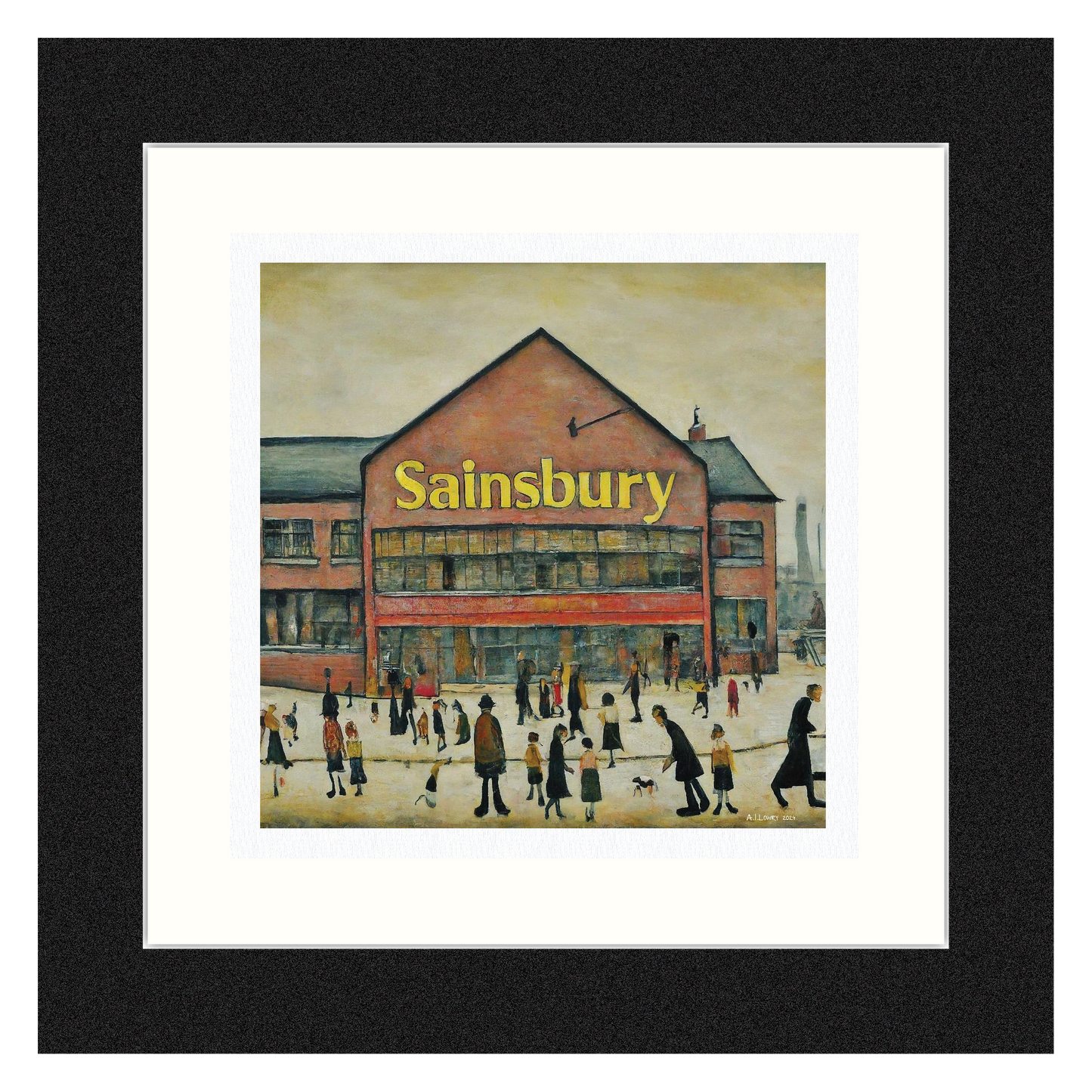 Sainsbury's - Giclée Art Print 12" Square Frame. Fabulous Image in the Style Of LS Lowry. Ideal Gift.