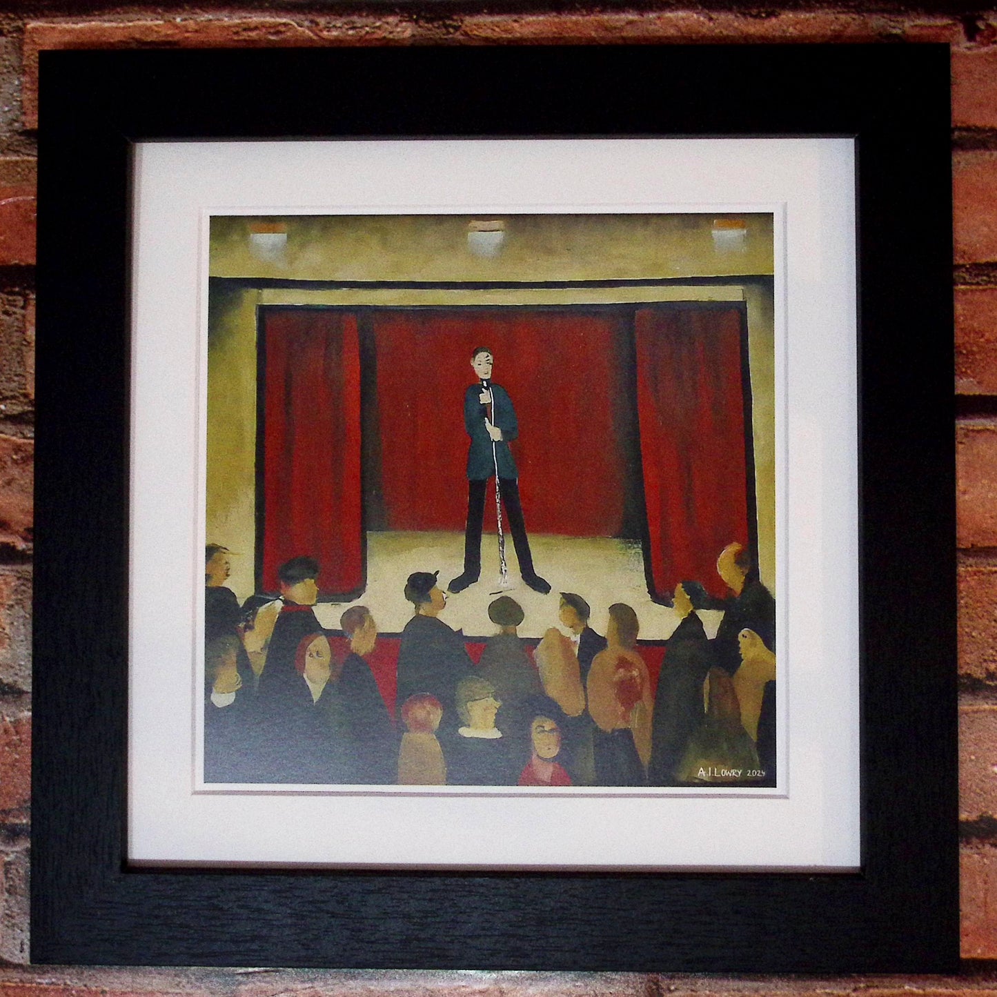 Stand Up Comedian - Giclée Art Print 21cm Square. Entertaining Image in the Style Of LS Lowry