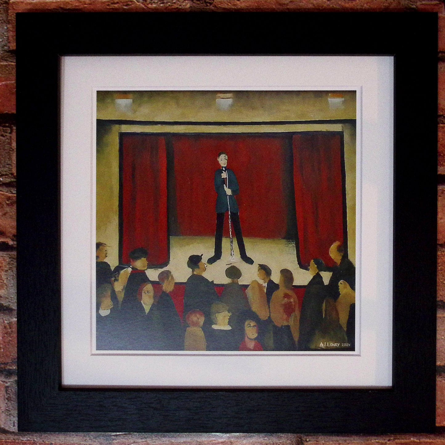 Stand Up Comedian - Giclée Art Print 21cm Square. Entertaining Image in the Style Of LS Lowry