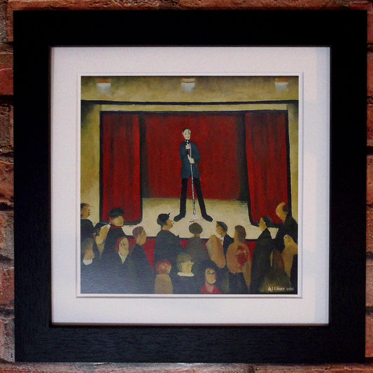 Stand Up Comedian - Giclée Art Print 21cm Square. Entertaining Image in the Style Of LS Lowry