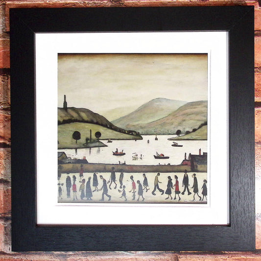 Lake Windermere - Giclée Art Print 21cm Square. Graceful Image in the Style Of LS Lowry