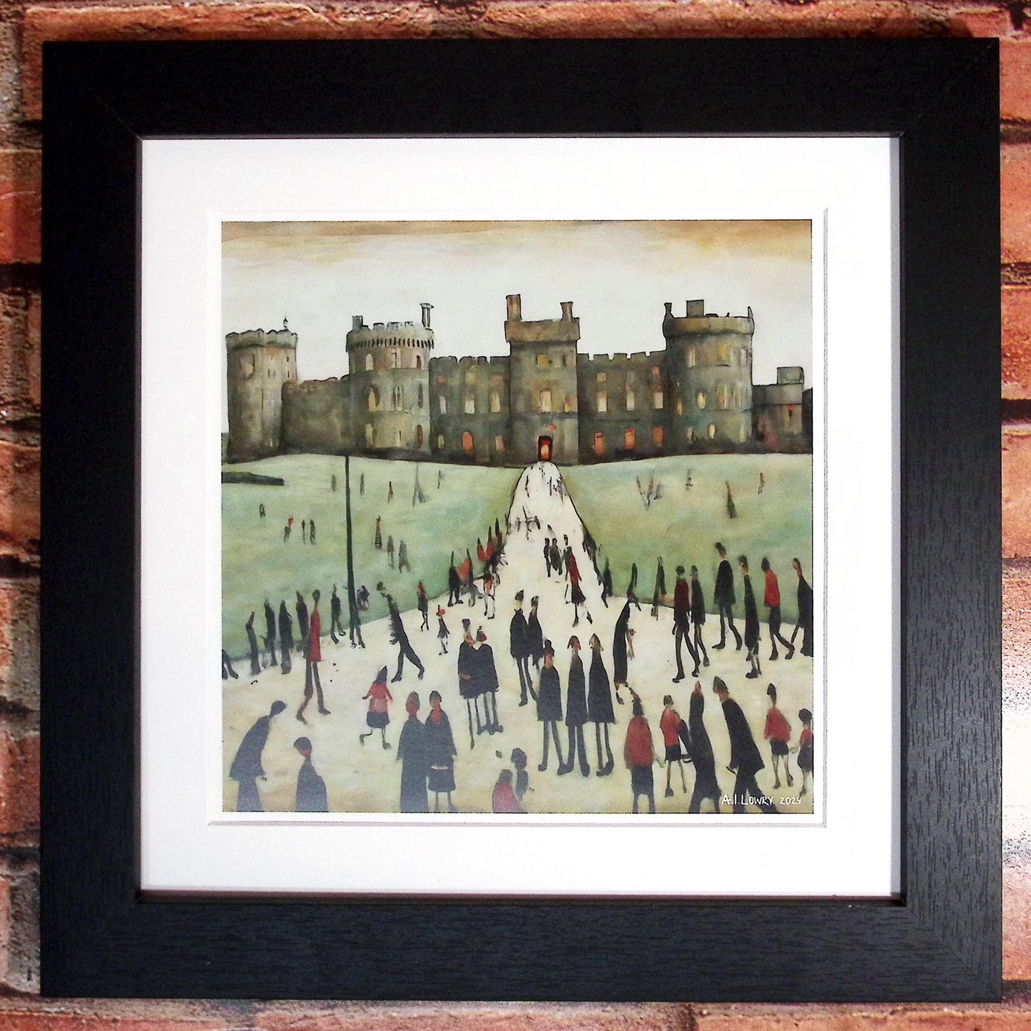 Windsor Castle - Giclée Art Print 21cm Square. Astounding Image in the Style Of LS Lowry