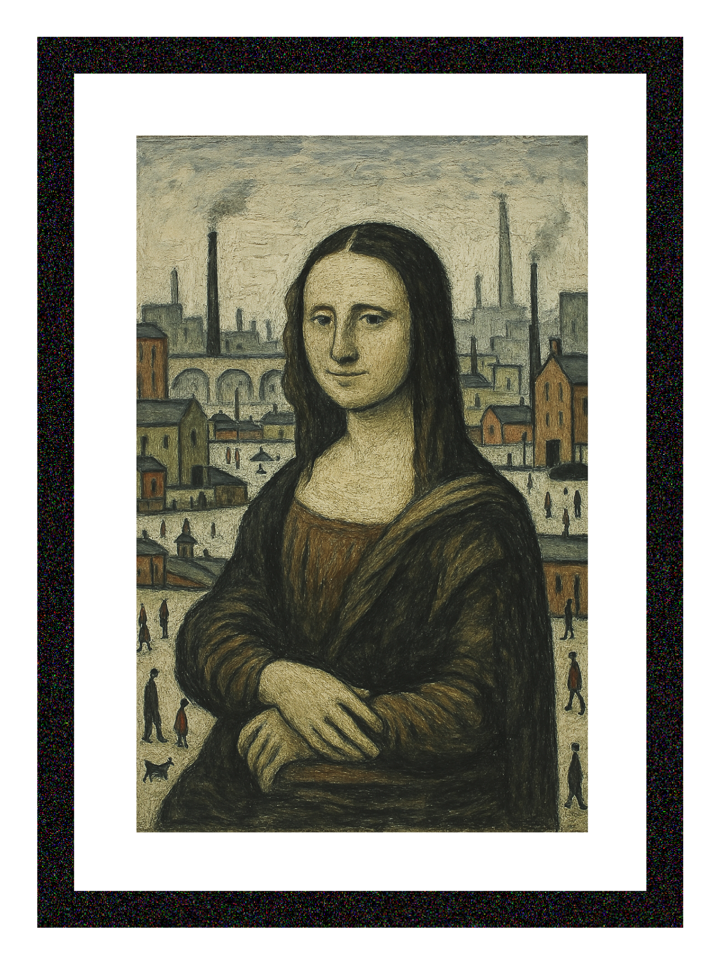 Mona Lisa - A4 Size Giclée Art Print. Lowry Style Art Print. Available Framed and Unframed.