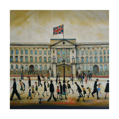 Pack of 6 Blank Lowry Style Art Greeting Cards - Buckingham Palace Design - 350gsm Card with Kraft Envelopes