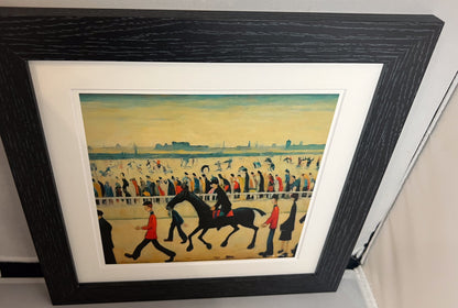 At The Races - Giclée Art Print 21cm Square. Entertaining Image in the Style Of LS Lowry. Ideal Gift.