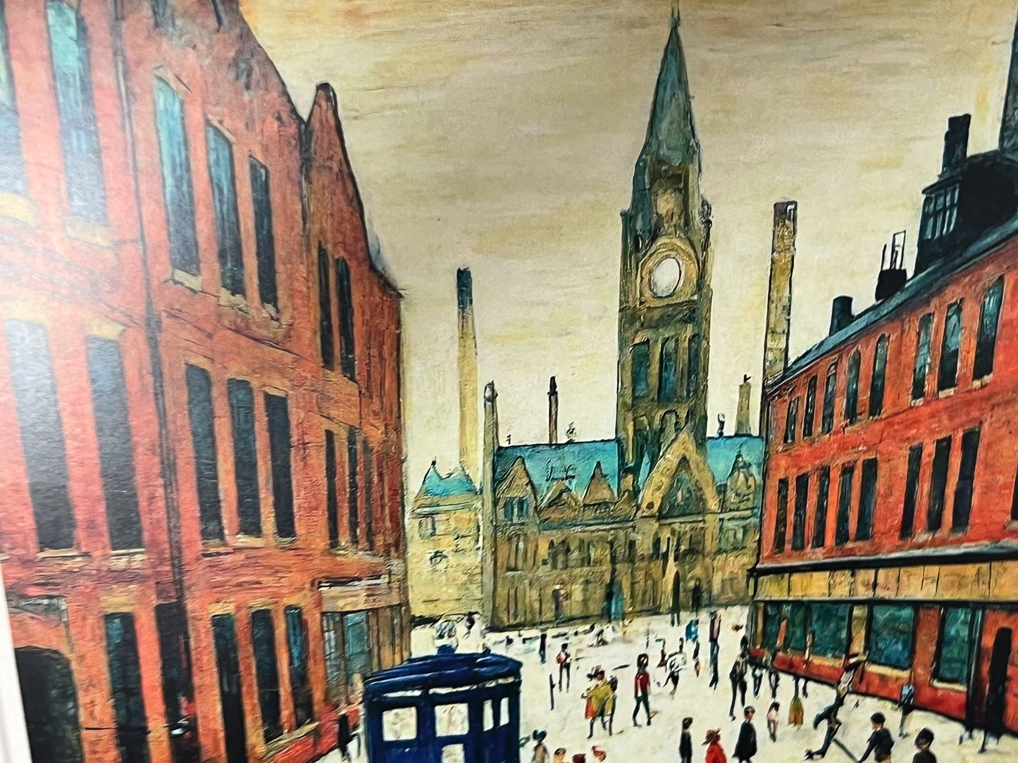 The Doctor Comes To Town - Giclée Art Print 21cm Square. Stylish Image in the Style Of LS Lowry. Ideal Gift.