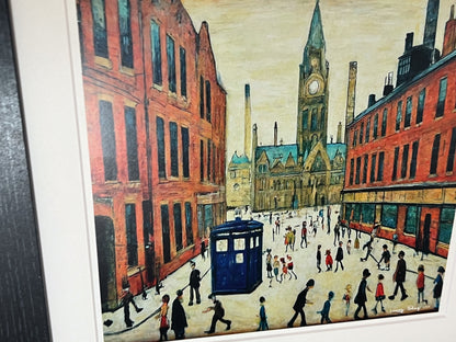 The Doctor Comes To Town - Giclée Art Print 21cm Square. Stylish Image in the Style Of LS Lowry. Ideal Gift.