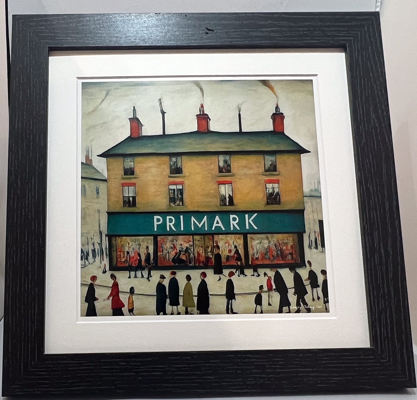 Primark - Giclée Art Print 21cm Square. Stylish Image in the Style Of LS Lowry. Ideal Gift.