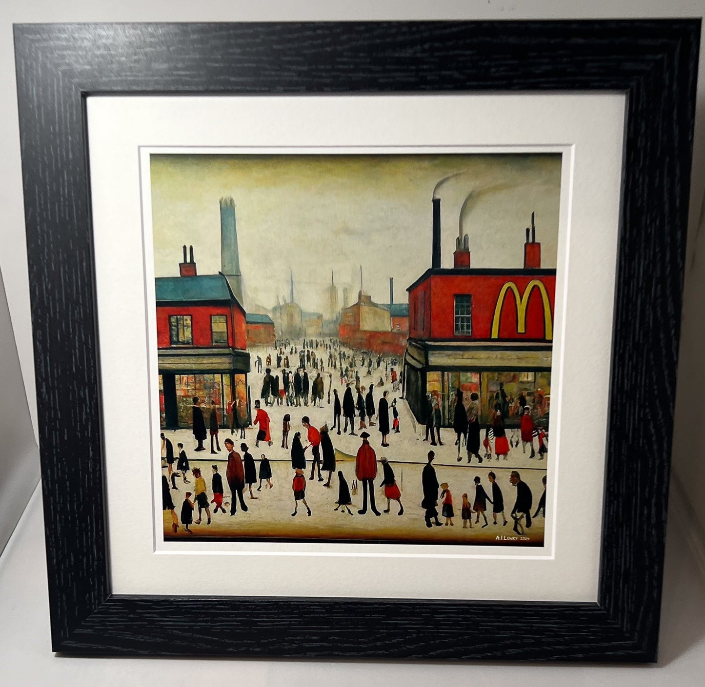 McDonalds - Giclée Art Print 21cm Square. Modern Humorous Nostalgia Image in the Style Of LS Lowry