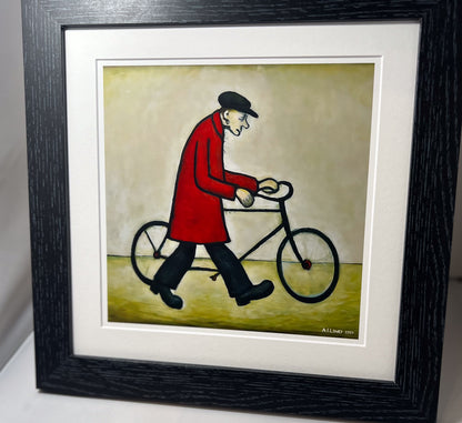 Bicycle Man - Giclée Art Print 21cm Square. Charming Image in the Style Of LS Lowry