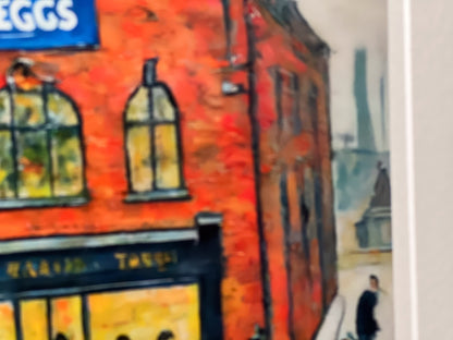 Greggs - Giclée Art Print 21cm Square. Modern Nostalgia Image in the Style Of LS Lowry