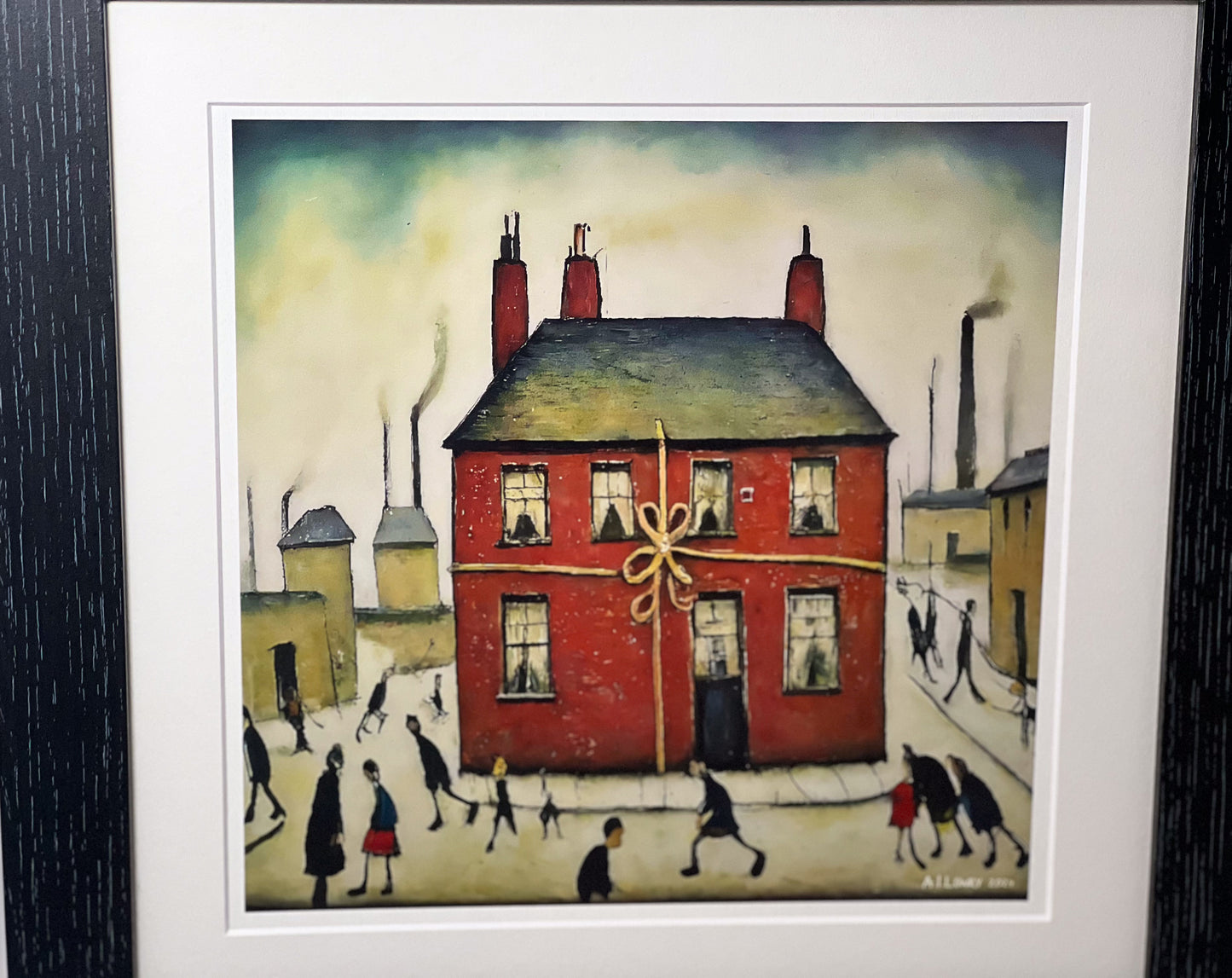 New Home - Giclée Art Print 21cm Square. Pretty Image in the Style Of LS Lowry