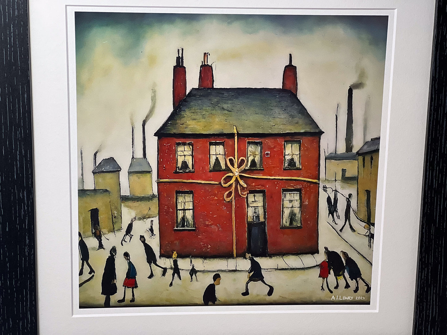 New Home - Giclée Art Print 21cm Square. Pretty Image in the Style Of LS Lowry