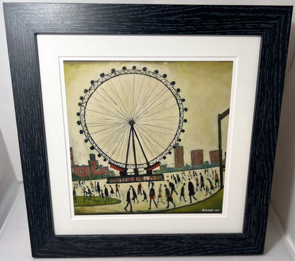 London Eye - Giclée Art Print 21cm Square. Splendid Image in the Style Of LS Lowry