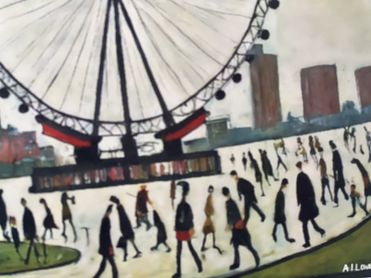 London Eye - Giclée Art Print 21cm Square. Splendid Image in the Style Of LS Lowry