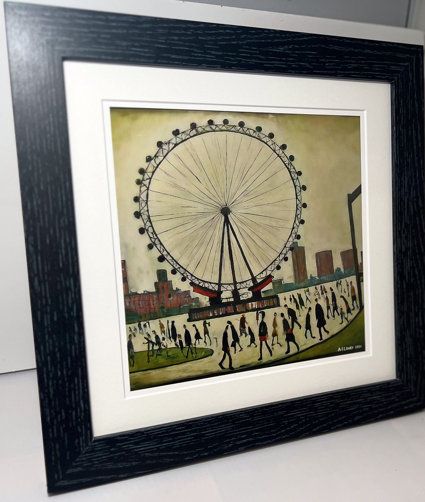 London Eye - Giclée Art Print 21cm Square. Splendid Image in the Style Of LS Lowry